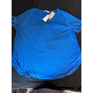 Philosophy Republic Clothing Victoria Blue Scoop Neck‎ T-Shirt 1X NWT